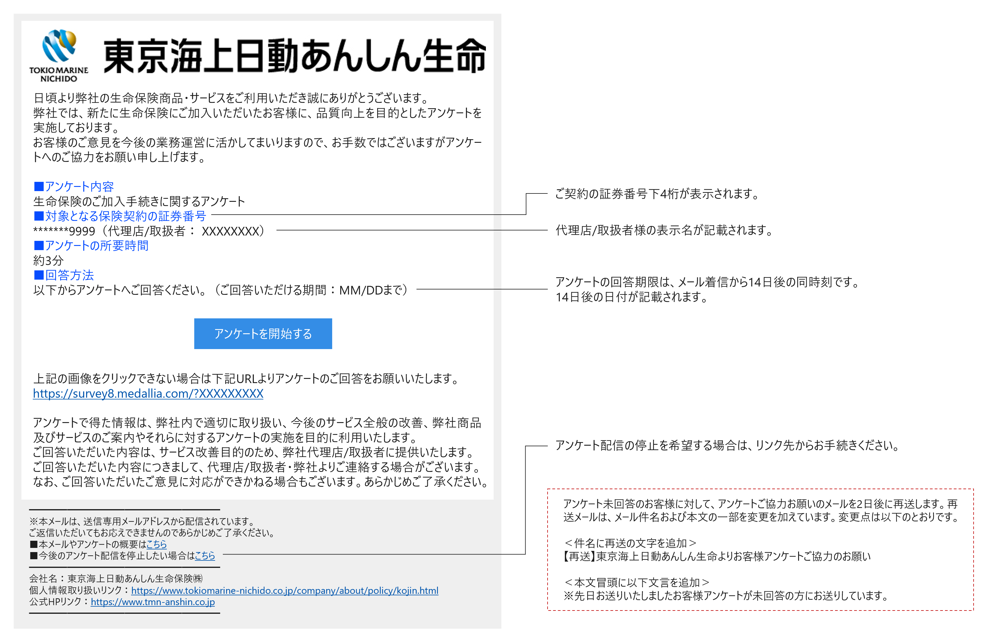 メール見本（生命保険のご加入手続きに関するアンケート）